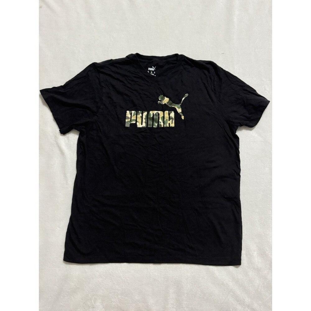 Puma Mens Black T-Shirt Camo #1 Logo Graphic Size 2XL XXL Crew Neck Short Sleeve